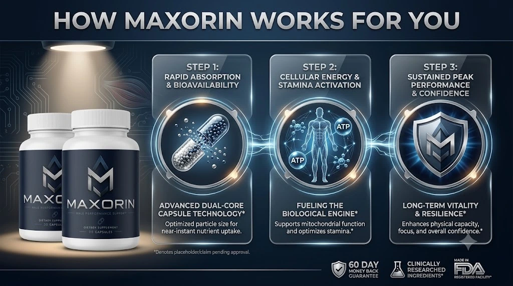 How Maxorin works: rapid absorption and bioavailability, cellular energy and stamina activation, sustained peak performance and confidence